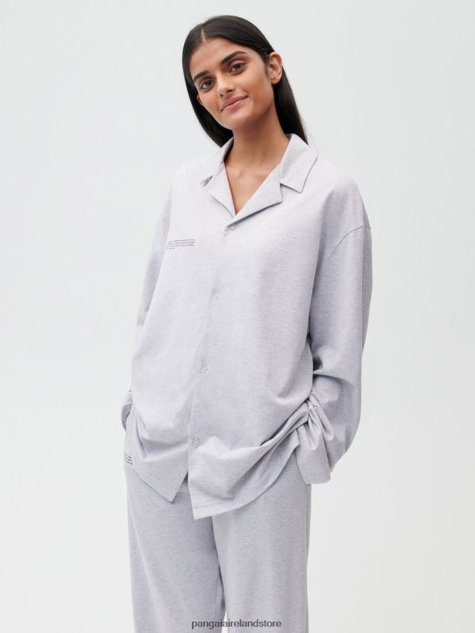 Women Pangaia Clothes Organic Cotton Pajama Shirt With C-Fiber TT8Z42426 Grey Marl