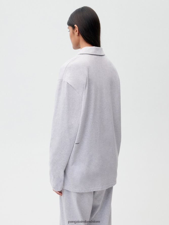 Women Pangaia Clothes Organic Cotton Pajama Shirt With C-Fiber TT8Z42426 Grey Marl