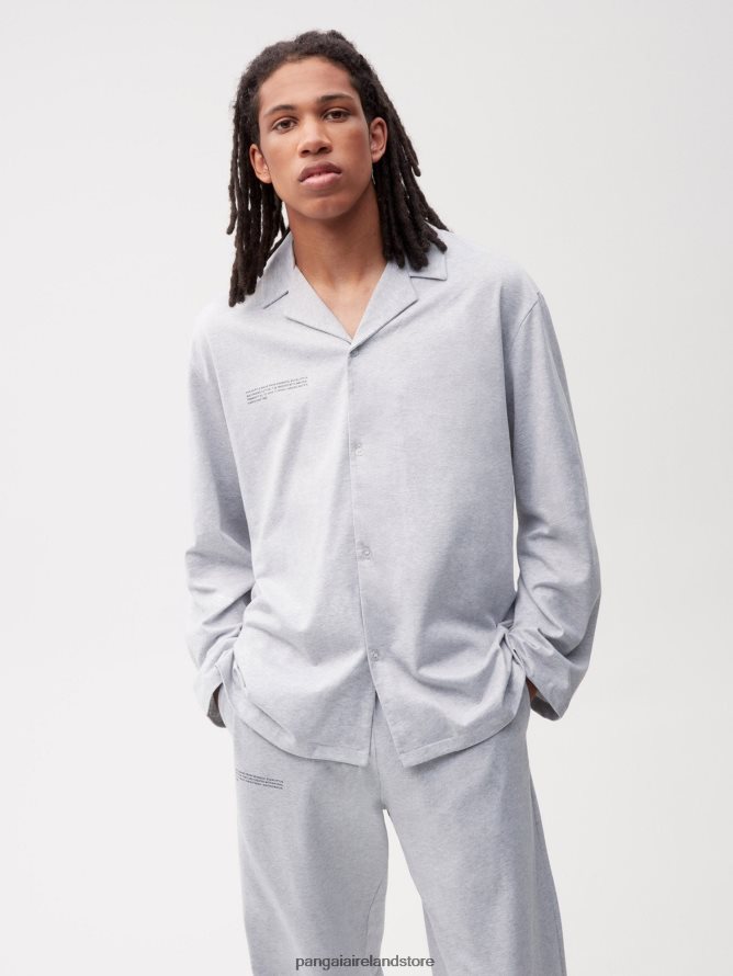Women Pangaia Clothes Organic Cotton Pajama Shirt With C-Fiber TT8Z42426 Grey Marl