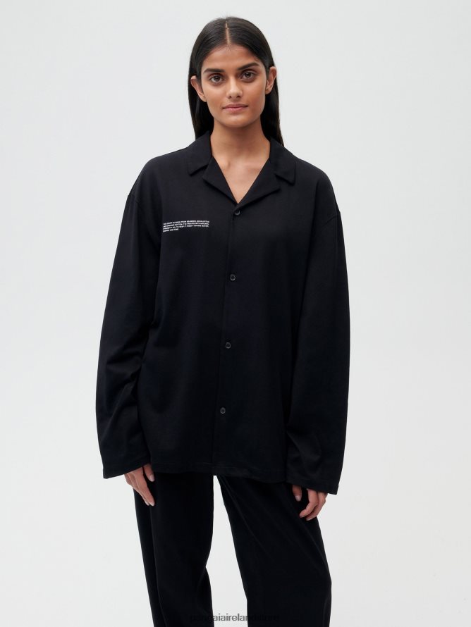 Women Pangaia Clothes Organic Cotton Pajama Shirt With C-Fiber TT8Z42431 Black