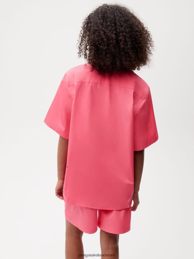 Women Pangaia Clothes Organic Cotton Poplin Short Sleeve Shirt TT8Z42402 Lotus Pink