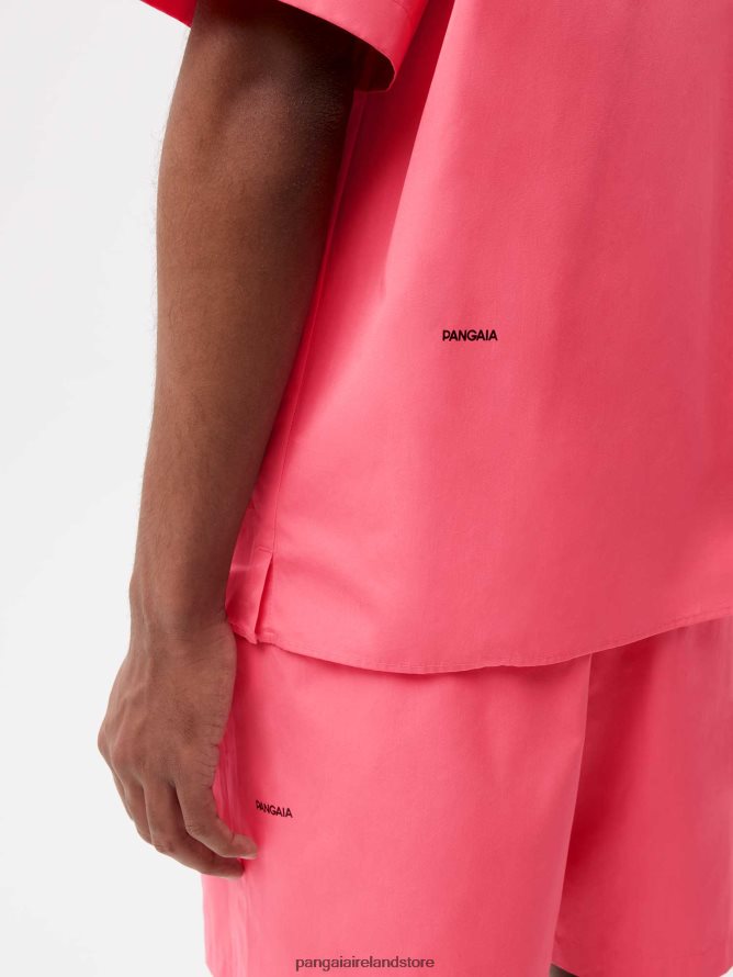 Women Pangaia Clothes Organic Cotton Poplin Short Sleeve Shirt TT8Z42402 Lotus Pink