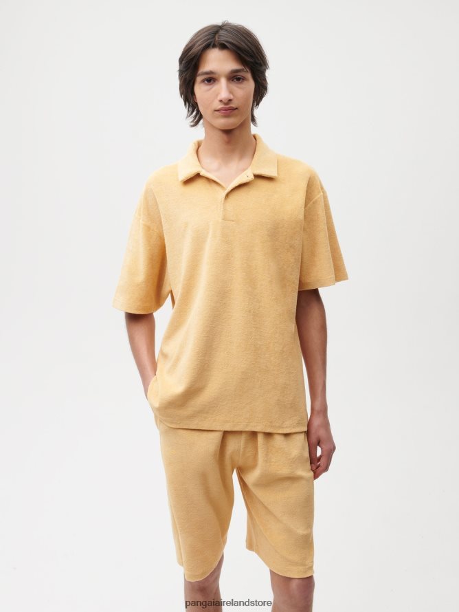 Women Pangaia Clothes Towelling Polo Shirt TT8Z42401 Dark Sand