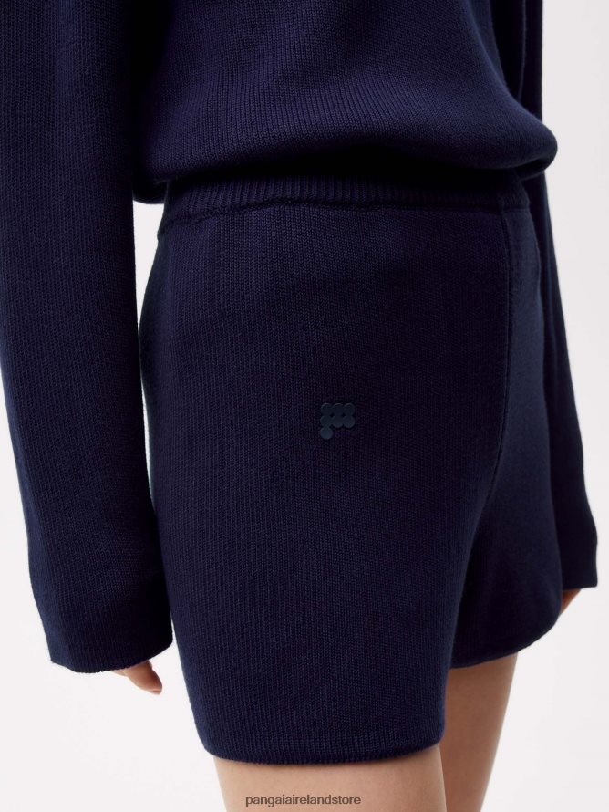Women Pangaia Clothes Knit Shorts TT8Z42241 Navy Blue