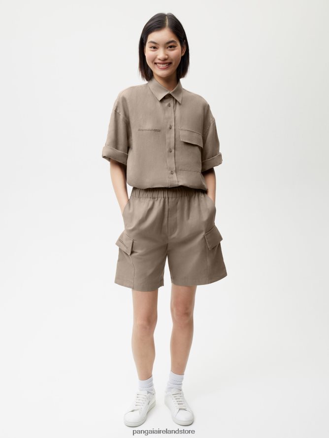 Women Pangaia Clothes Organic Cotton Blend Cargo Shorts TT8Z42233 Mushroom