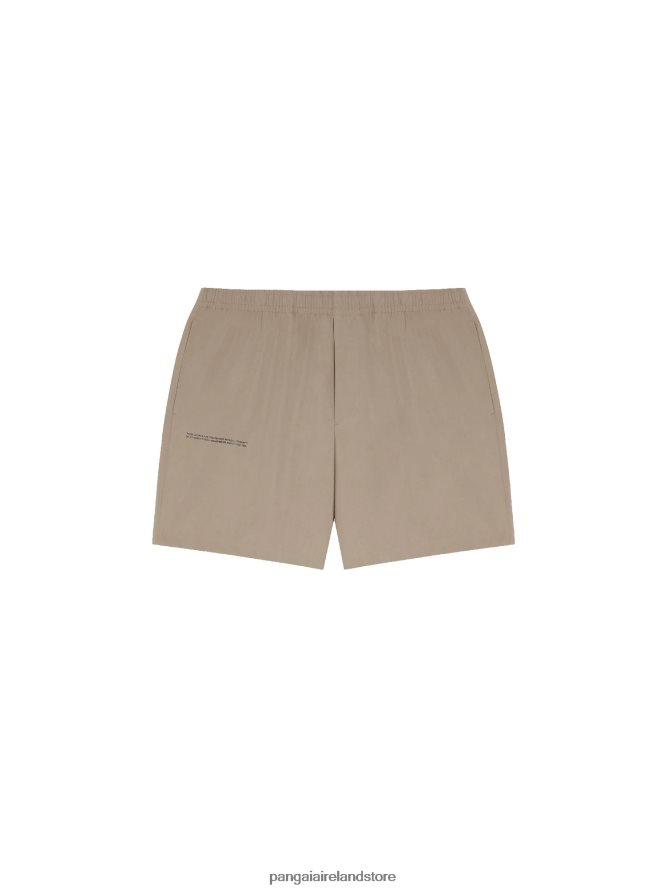 Women Pangaia Clothes Organic Cotton Poplin Elasticated Shorts TT8Z42235 Taupe