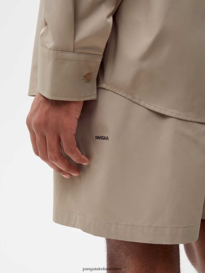 Women Pangaia Clothes Organic Cotton Poplin Elasticated Shorts TT8Z42235 Taupe