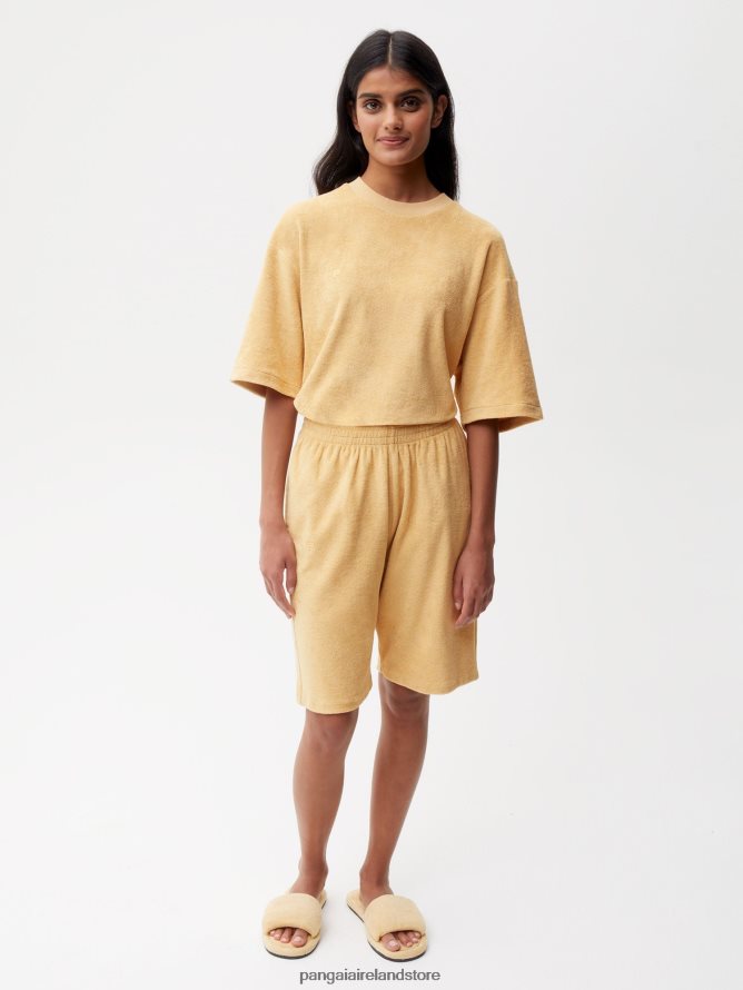 Women Pangaia Clothes Towelling Long Shorts TT8Z42243 Dark Sand