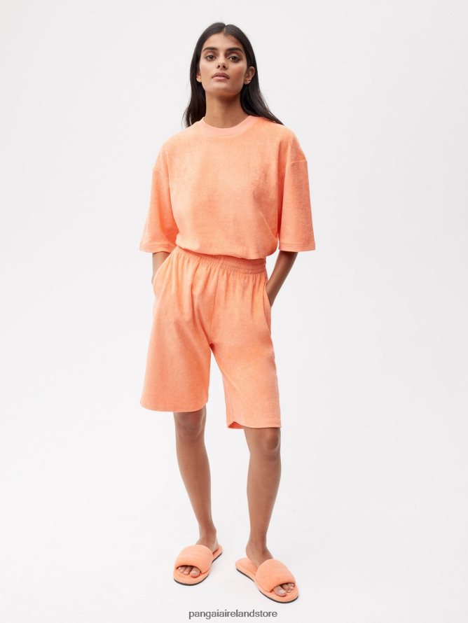 Women Pangaia Clothes Towelling Long Shorts TT8Z42277 Peach Perfect
