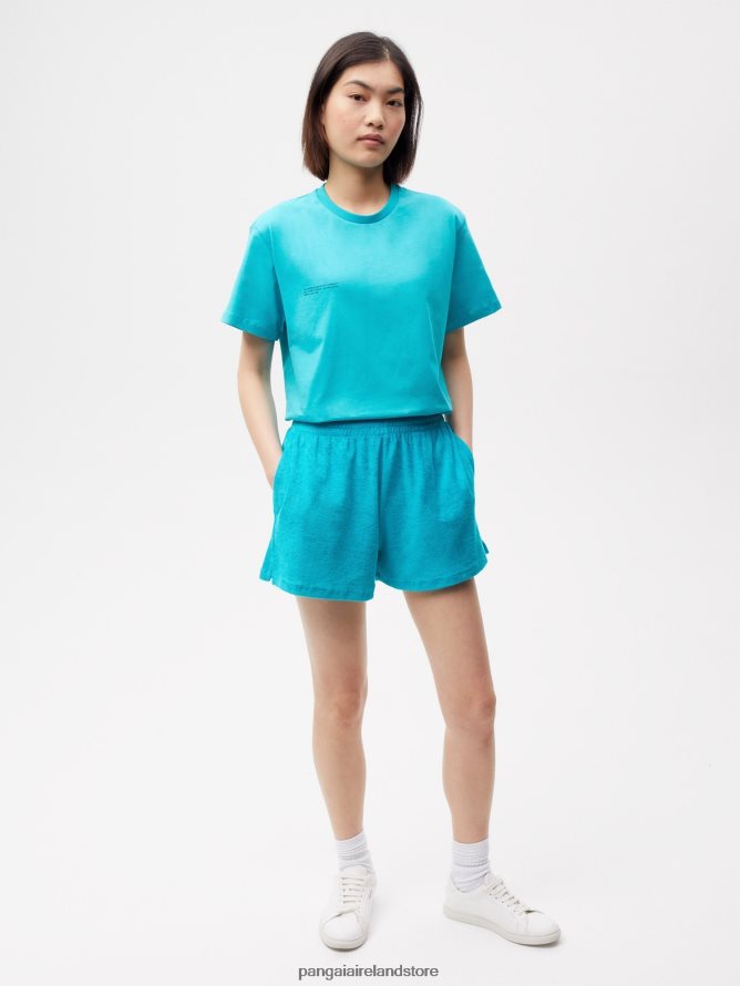 Women Pangaia Clothes Towelling Shorts TT8Z42288 Peacock Blue