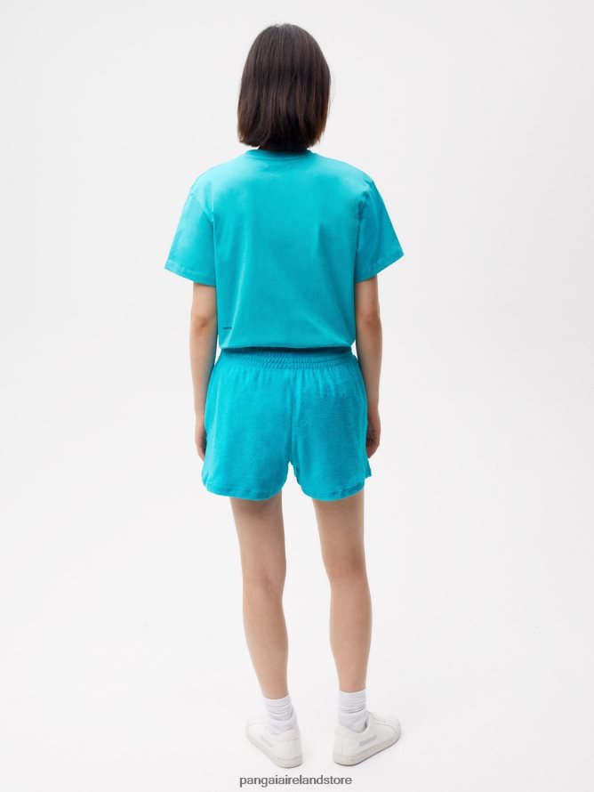 Women Pangaia Clothes Towelling Shorts TT8Z42288 Peacock Blue
