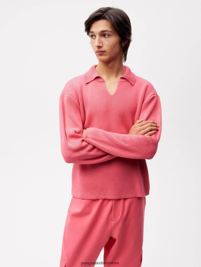 Women Pangaia Clothes Open Collar Knit Jumper TT8Z42120 Lotus Pink