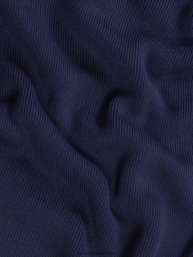 Women Pangaia Clothes Open Collar Knit Jumper TT8Z4299 Navy Blue