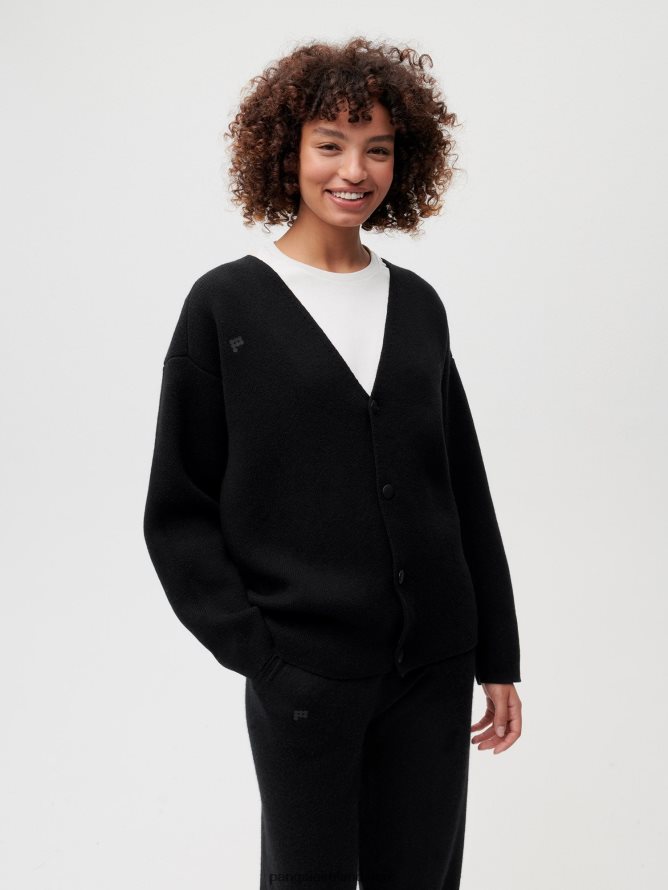 Women Pangaia Clothes Recycled Cashmere Cardigan TT8Z4284 Black