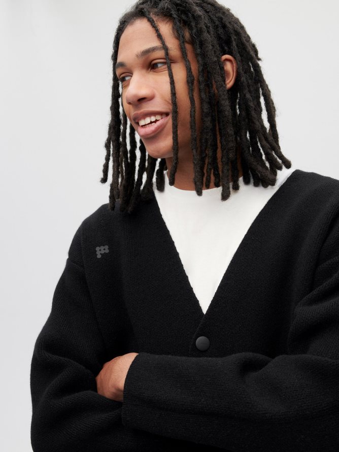 Women Pangaia Clothes Recycled Cashmere Cardigan TT8Z4284 Black