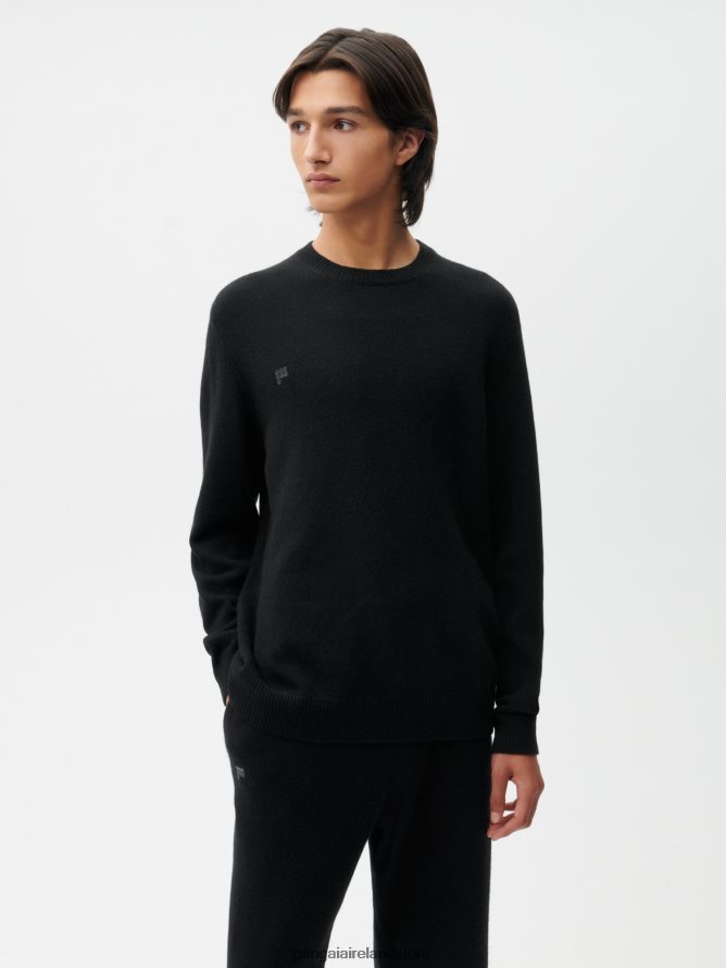 Women Pangaia Clothes Recycled Cashmere Crewneck Sweatshirt TT8Z42100 Black