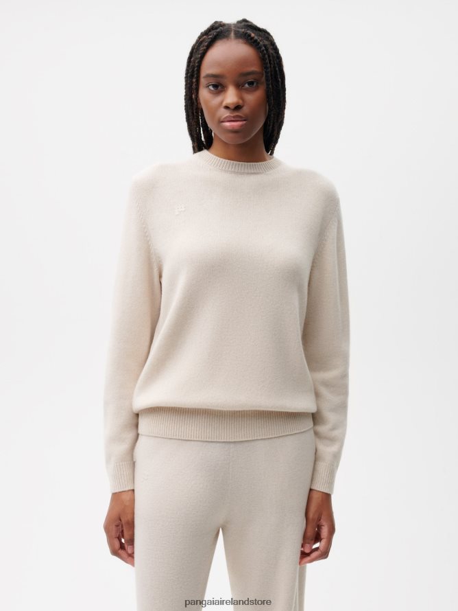 Women Pangaia Clothes Recycled Cashmere Crewneck Sweatshirt TT8Z42117 Oatmeal