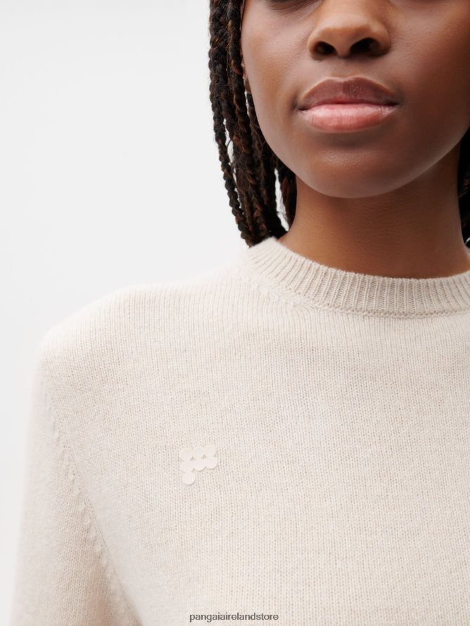 Women Pangaia Clothes Recycled Cashmere Crewneck Sweatshirt TT8Z42117 Oatmeal