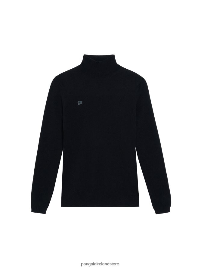 Women Pangaia Clothes Recycled Cashmere Fitted Turtleneck Top TT8Z42104 Black