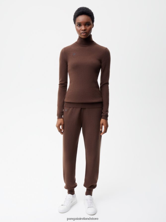 Women Pangaia Clothes Recycled Cashmere Fitted Turtleneck Top TT8Z42121 Chestnut Brown