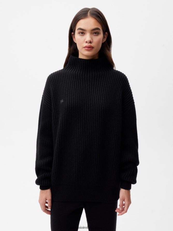 Women Pangaia Clothes Recycled Cashmere Funnel - Neck Sweater TT8Z42101 Black