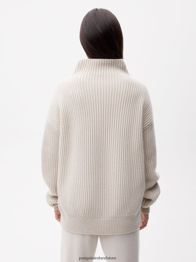 Women Pangaia Clothes Recycled Cashmere Funnel - Neck Sweater TT8Z4285 Oatmeal