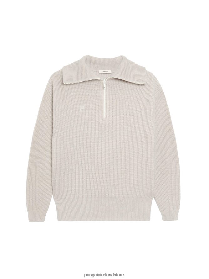 Women Pangaia Clothes Recycled Cashmere Half Zip Sweater TT8Z42102 Oatmeal