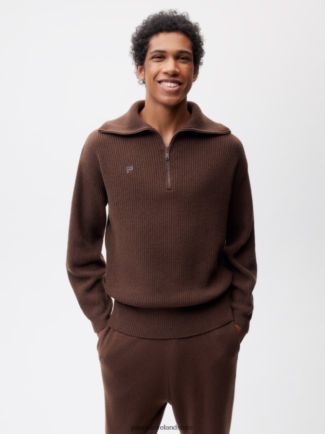 Women Pangaia Clothes Recycled Cashmere Half Zip Sweater TT8Z42114 Chestnut Brown
