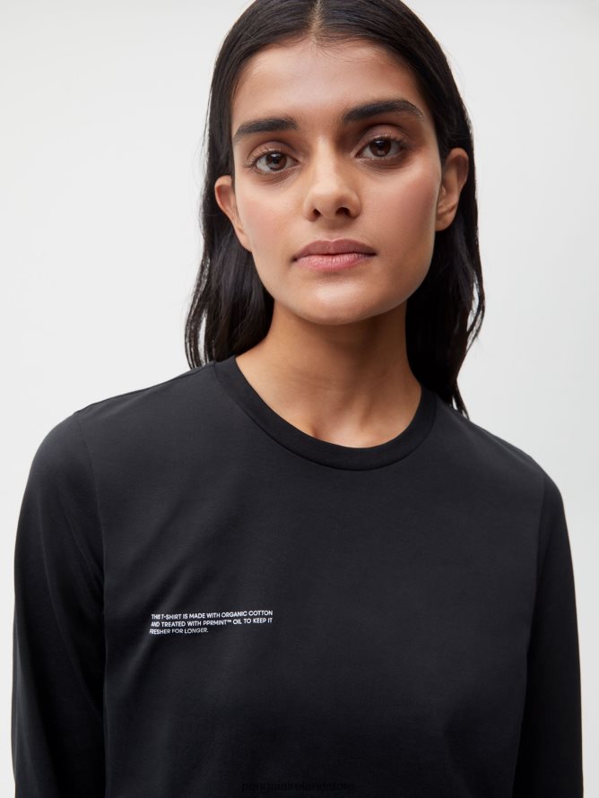 Women Pangaia Clothes Lightweight Organic Cotton T-Shirt TT8Z42126 Black