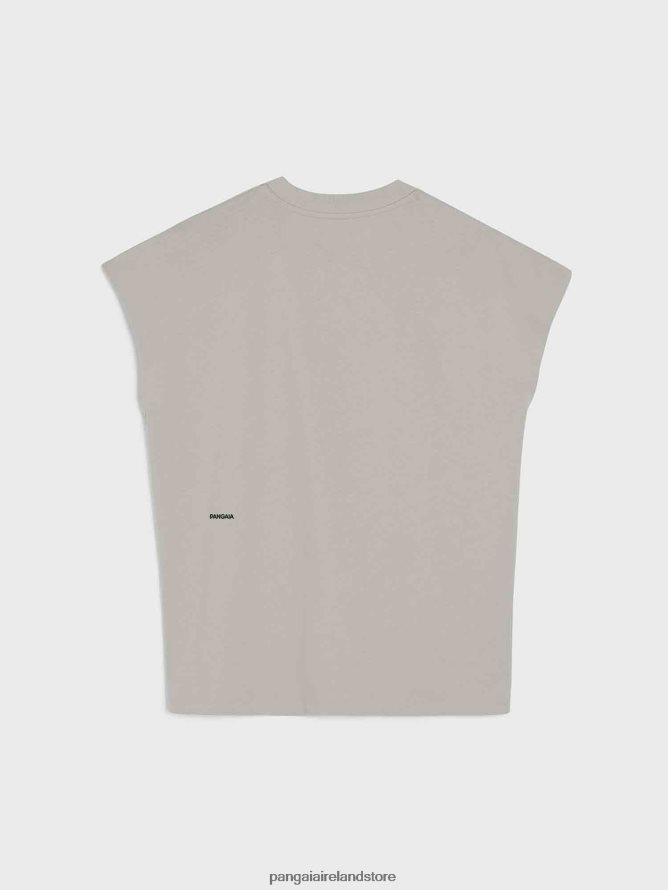 Women Pangaia Clothes Organic Cotton Cropped Shoulder T-Shirt With C-Fiber Core TT8Z42171 Stone