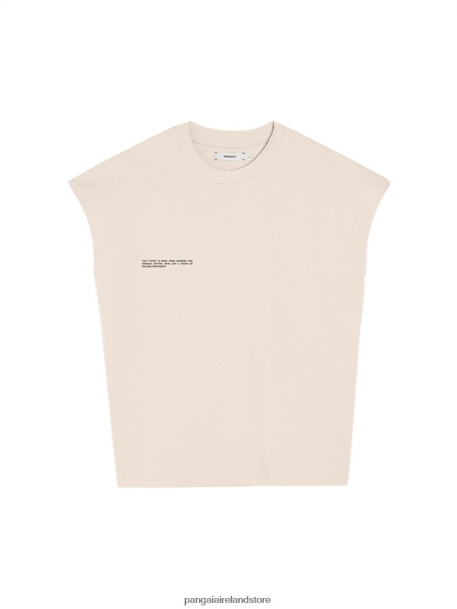 Women Pangaia Clothes Organic Cotton Cropped Shoulder T-Shirt With C-Fiber Core TT8Z42174 Sand