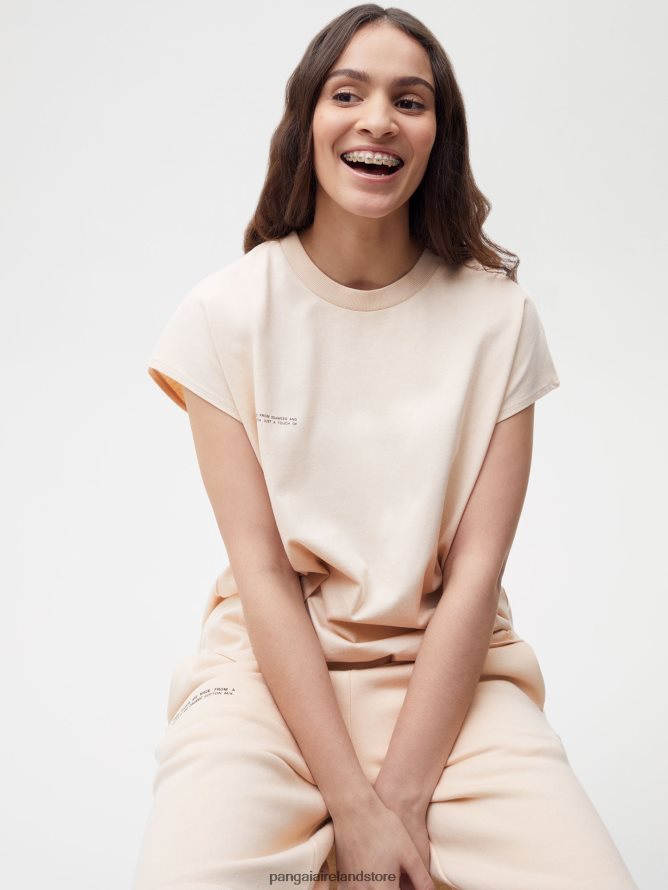 Women Pangaia Clothes Organic Cotton Cropped Shoulder T-Shirt With C-Fiber Core TT8Z42174 Sand
