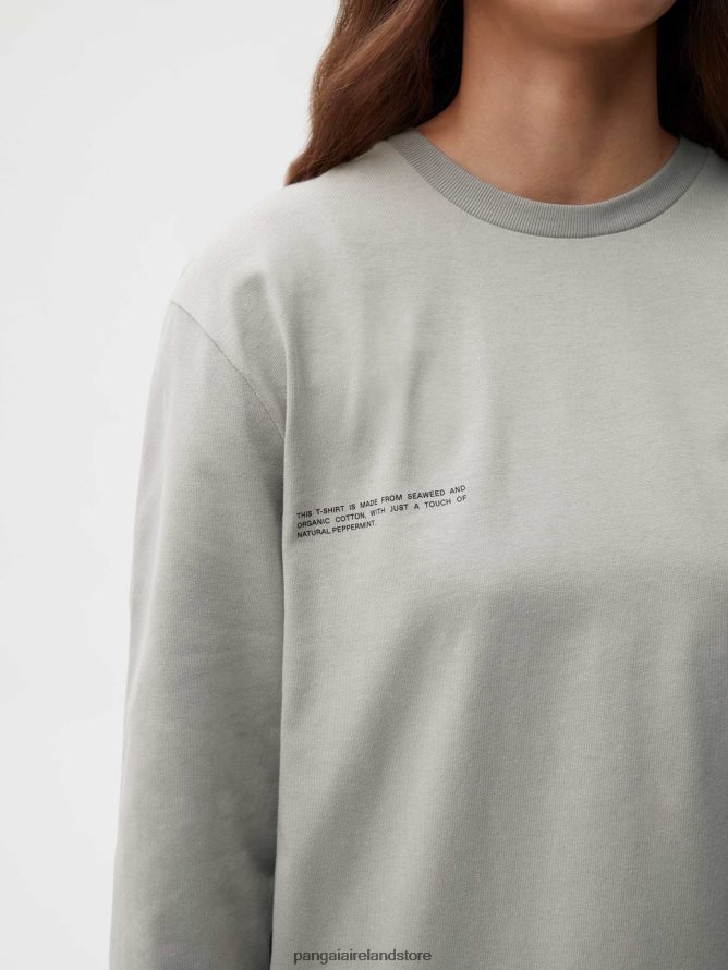 Women Pangaia Clothes Organic Cotton Long Sleeve T-Shirt With C-Fiber TT8Z42148 Stone