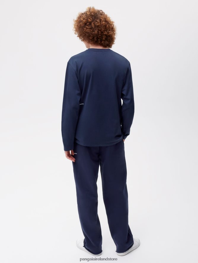 Women Pangaia Clothes Organic Cotton Long Sleeve T-Shirt With C-Fiber TT8Z42149 Navy Blue