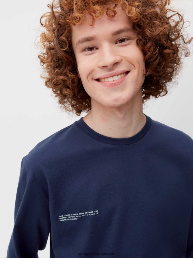 Women Pangaia Clothes Organic Cotton Long Sleeve T-Shirt With C-Fiber TT8Z42149 Navy Blue