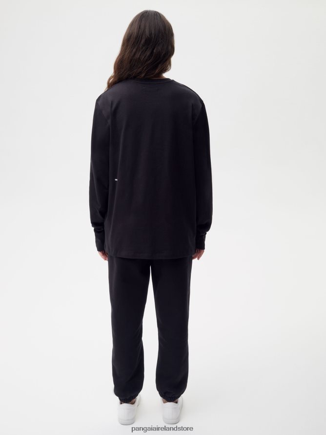 Women Pangaia Clothes Organic Cotton Long Sleeve T-Shirt With C-Fiber TT8Z42178 Black