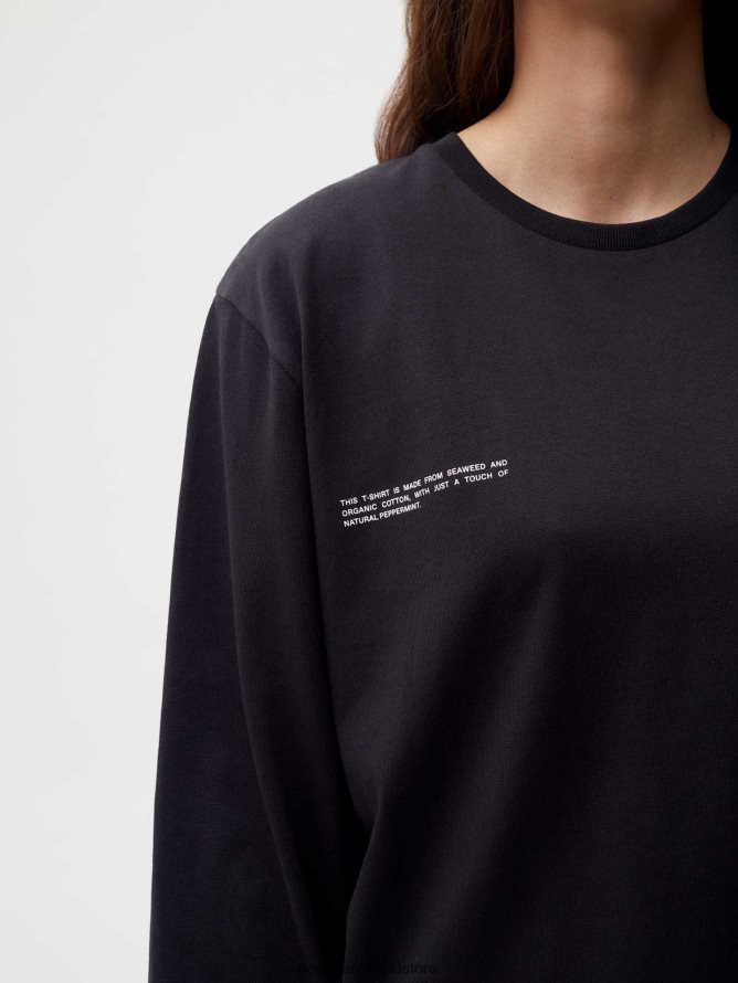 Women Pangaia Clothes Organic Cotton Long Sleeve T-Shirt With C-Fiber TT8Z42178 Black