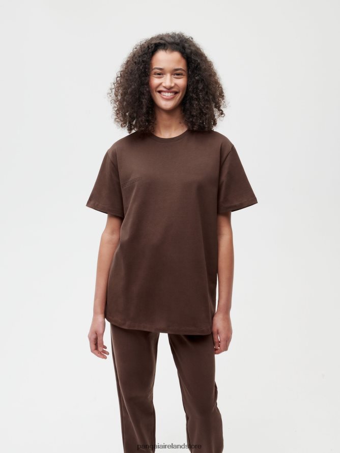 Women Pangaia Clothes Organic Cotton T-Shirt With C-Fiber Aw22 TT8Z42134 Chestnut Brown