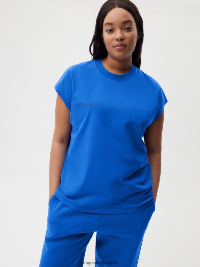 Women Pangaia Clothes Pprmint Organic Cotton Cropped Shoulder T-Shirt Core TT8Z42183 Cobalt Blue