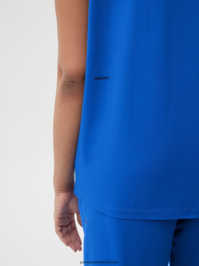 Women Pangaia Clothes Pprmint Organic Cotton Cropped Shoulder T-Shirt Core TT8Z42183 Cobalt Blue
