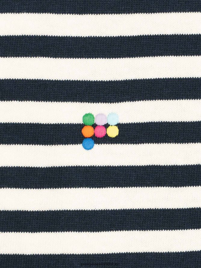 Women Pangaia Clothes Recycled Cotton Stripe Boxy T-Shirt TT8Z42138 Navy Blue