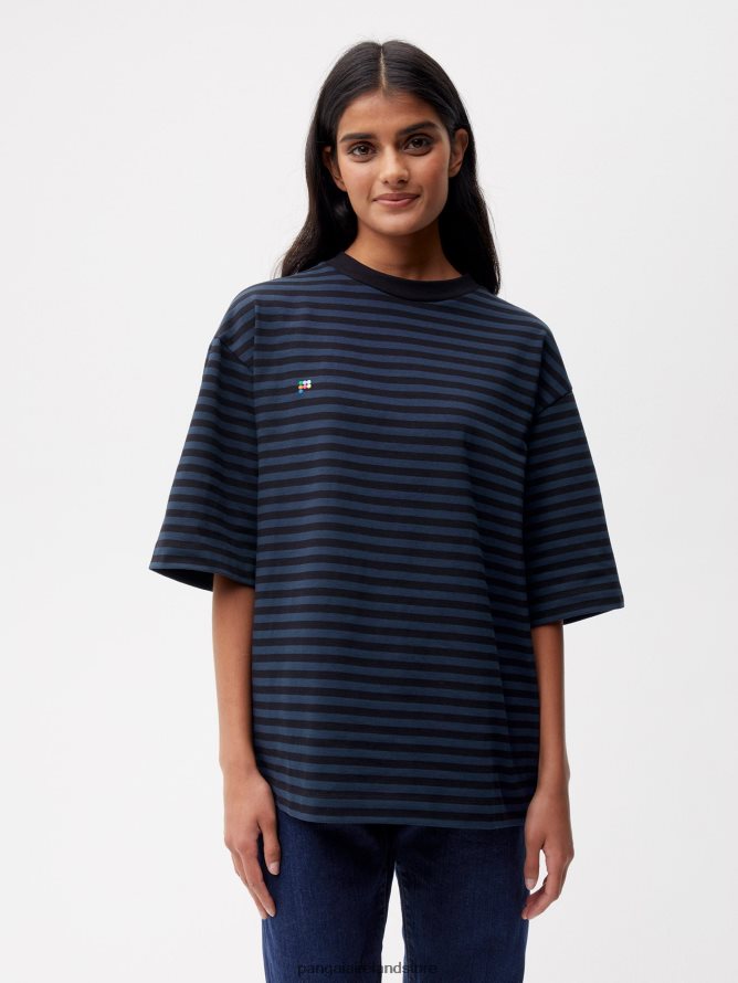 Women Pangaia Clothes Recycled Cotton Stripe Boxy T-Shirt TT8Z42209 Black