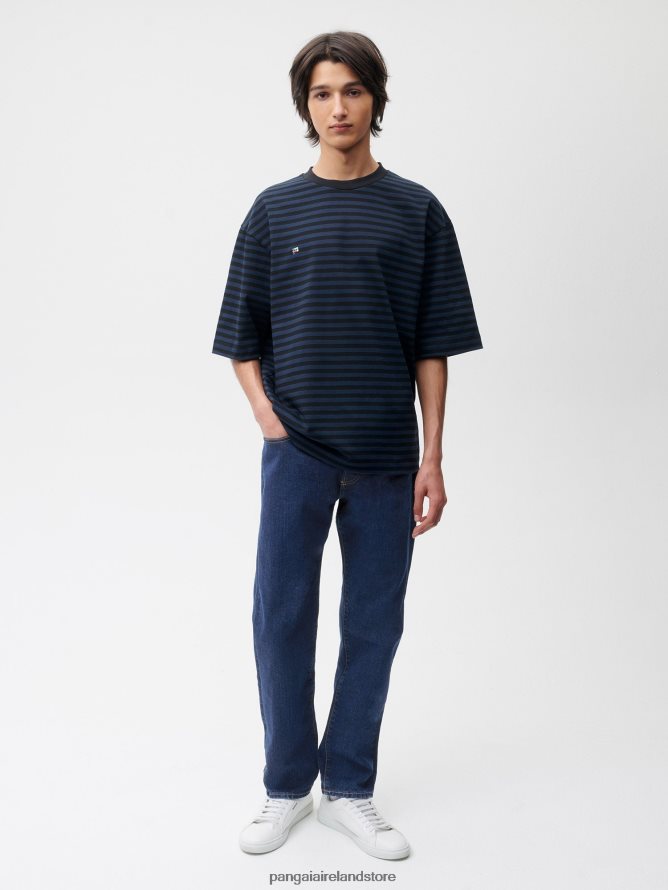 Women Pangaia Clothes Recycled Cotton Stripe Boxy T-Shirt TT8Z42209 Black