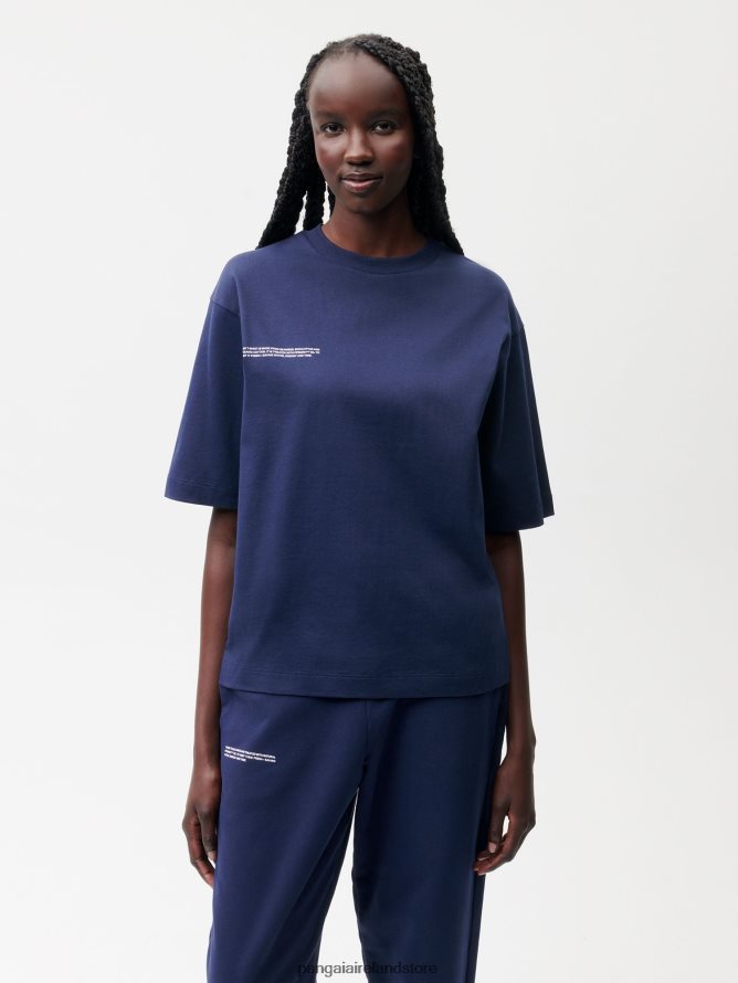 Women Pangaia Clothes Relaxed Fit Organic Cotton T-Shirt With C-Fiber TT8Z42185 Navy Blue
