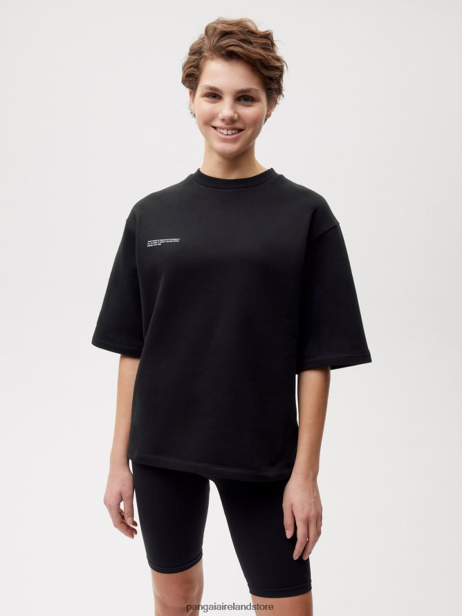 Women Pangaia Clothes Relaxed Fit T-Shirt TT8Z42162 Black