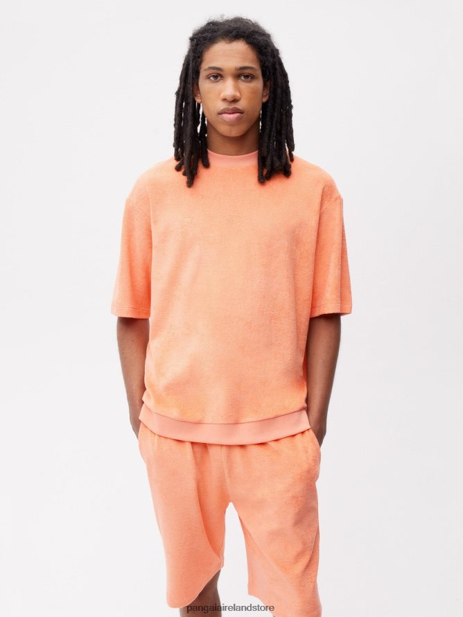 Women Pangaia Clothes Towelling T-Shirt TT8Z42163 Peach Perfect