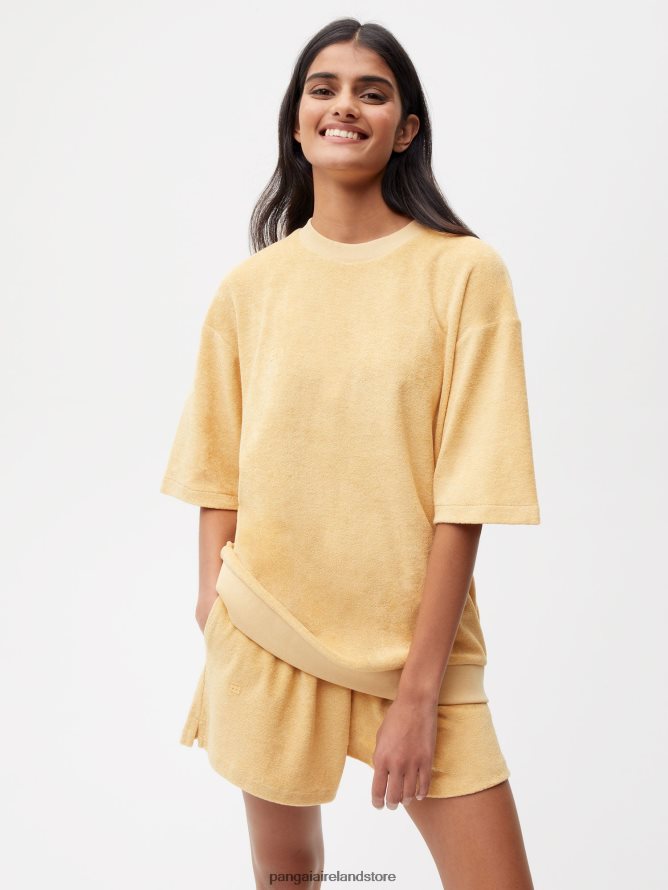 Women Pangaia Clothes Towelling T-Shirt TT8Z42215 Dark Sand