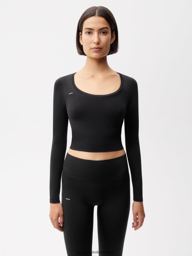 Women Pangaia Clothes Motion Long - Sleeved Top TT8Z42147 Black