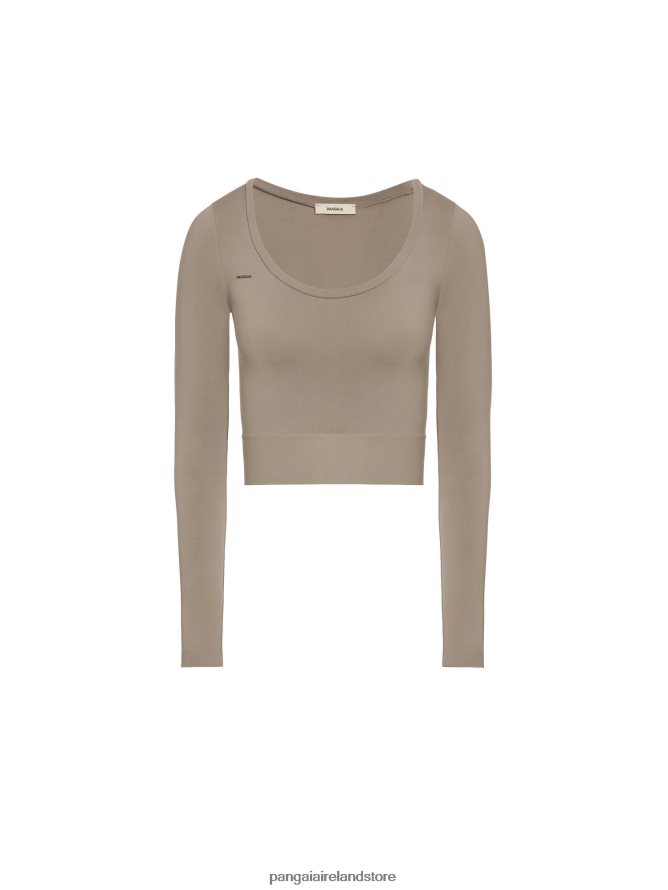 Women Pangaia Clothes Motion Long - Sleeved Top TT8Z42189 Taupe