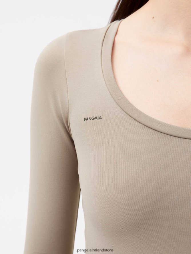 Women Pangaia Clothes Motion Long - Sleeved Top TT8Z42189 Taupe